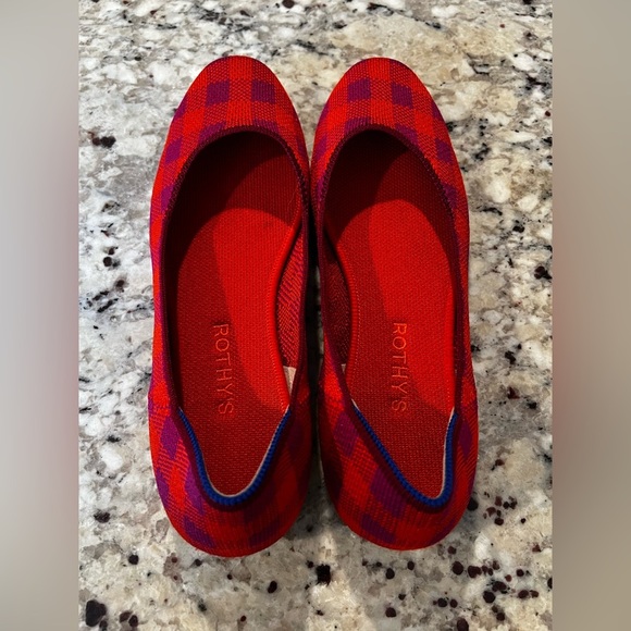 Rothy’s Pomegranate Gingham Flats Women’s Size 9 Like New Condition - Picture 4 of 8